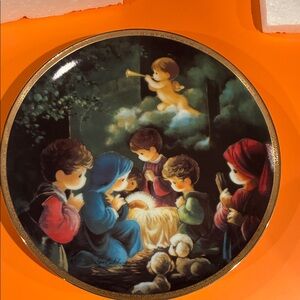 Precious Moments Nativity Plate with Gold Trim